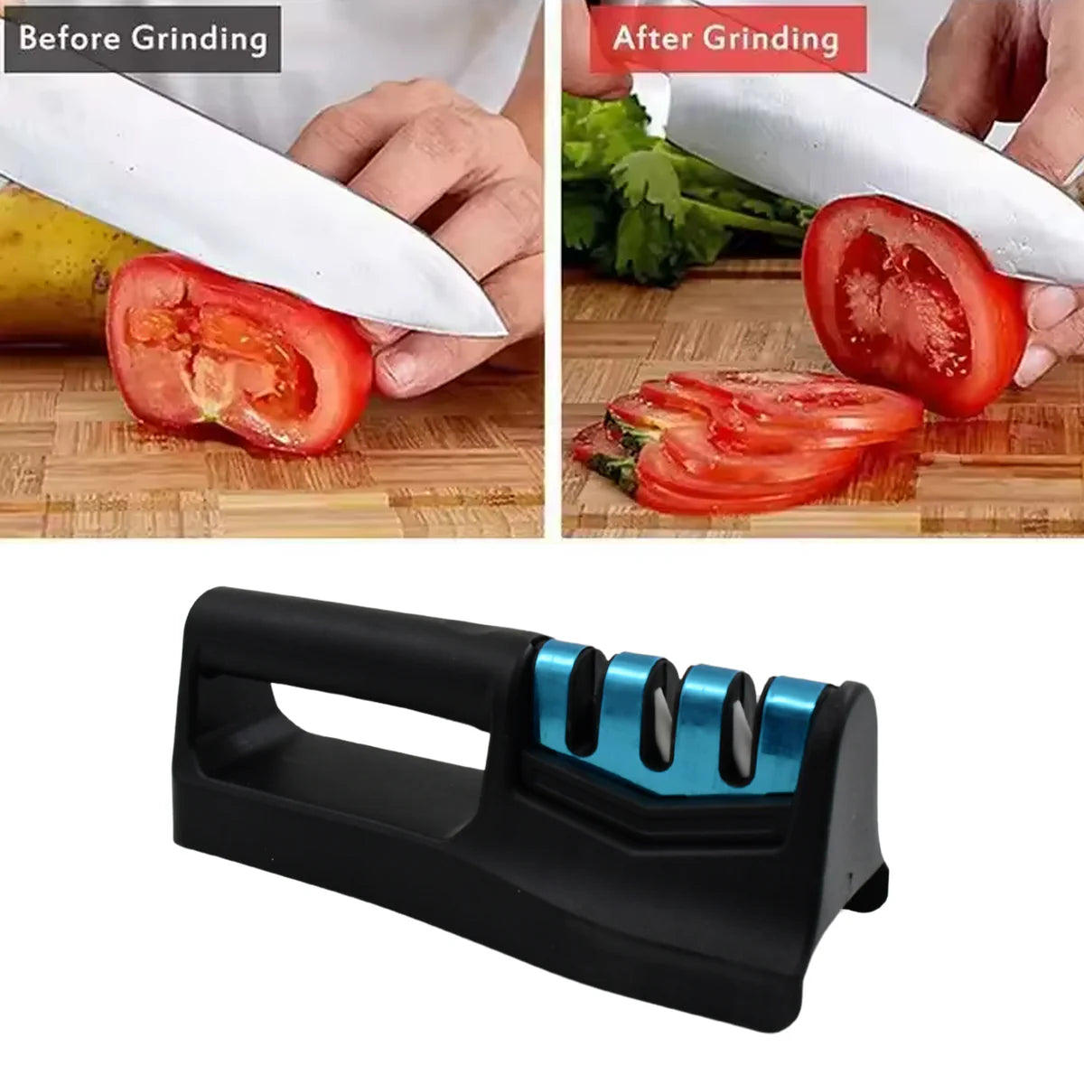 9-in-1 Kitchen Knife Sharpener with Vegetable Chopper & Fish Scale Remover – Handheld Tool for Straight & Serrated Knives (9 inch)