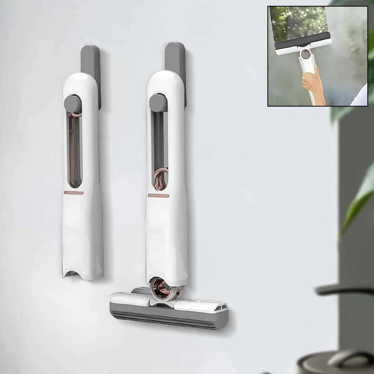 Portable self squeeze mini mop with PVA sponge for kitchen and bathroom cleaning