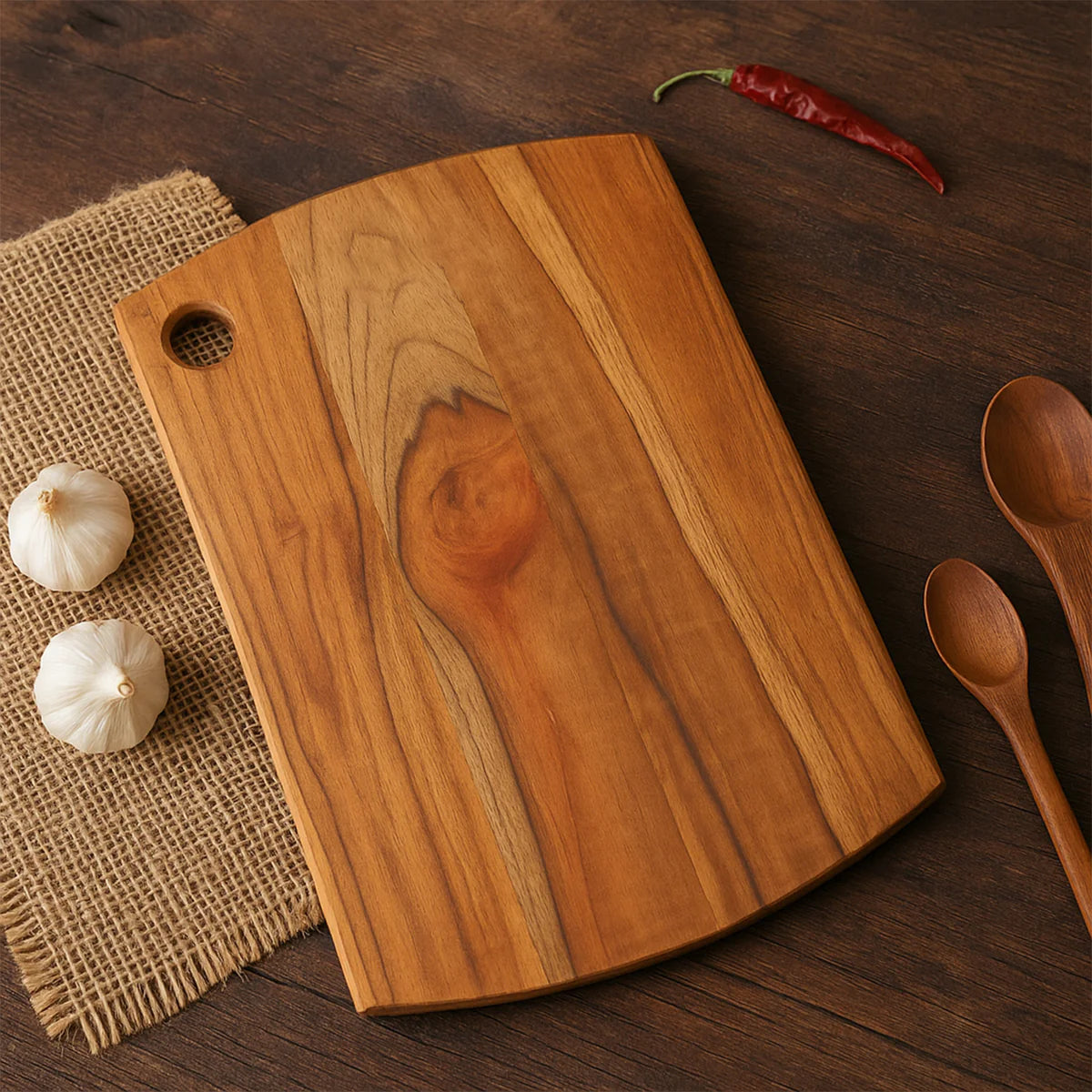 Supermom Premium Teak Wood Chopping Board For Kitchen (1 Pc)