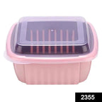 2355 Double Layer Food Drainer Washing Basket With Collapsible Strainers Colander